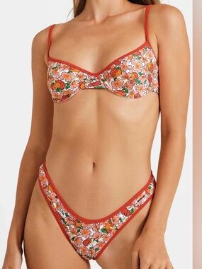 Blackbough Orange Floral Underwire Bikini Set